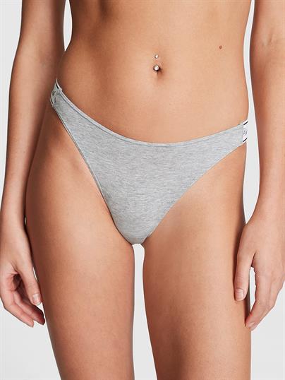 Pink Logolu Pamuklu Derin Bacak Kesim Tanga ön görünüm