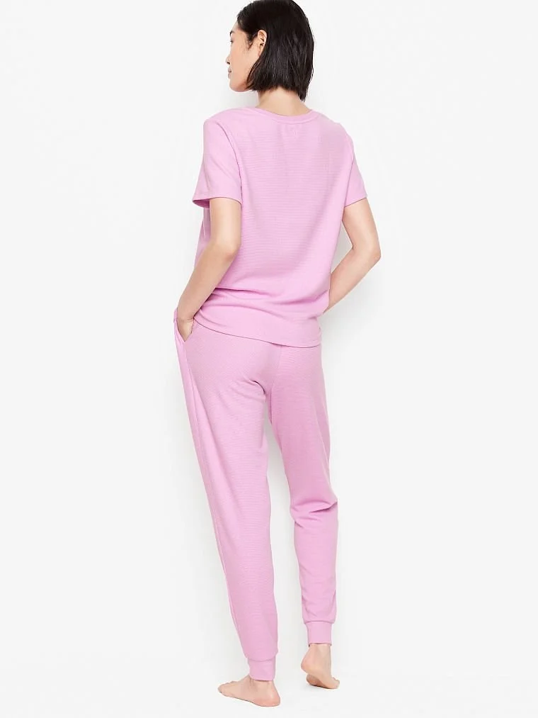 Victorias Secret Glow Waffle Tisort Ve Jogger Seti arka görünüm