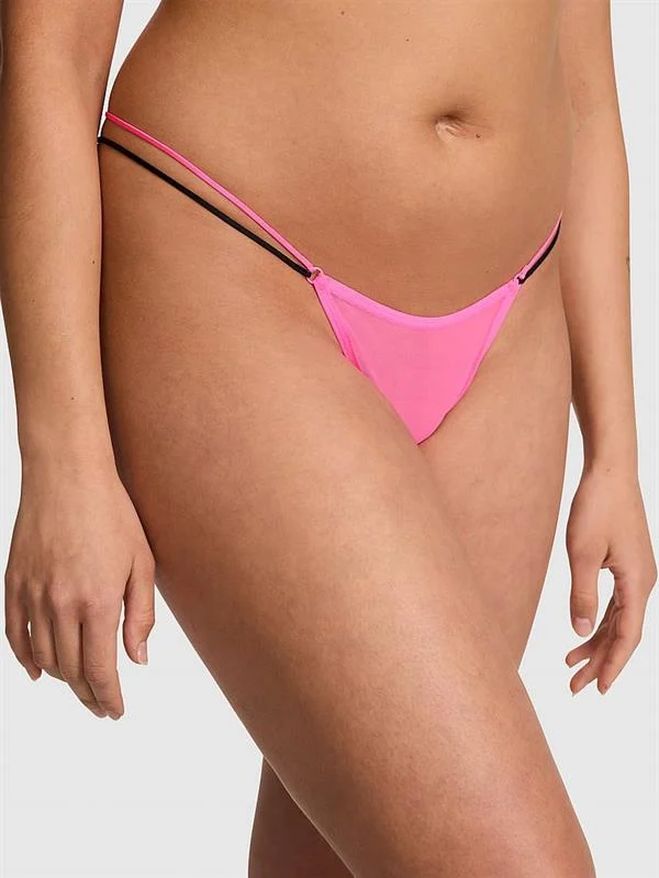 Pink Askili Tul Mikro Tanga ön görünüm
