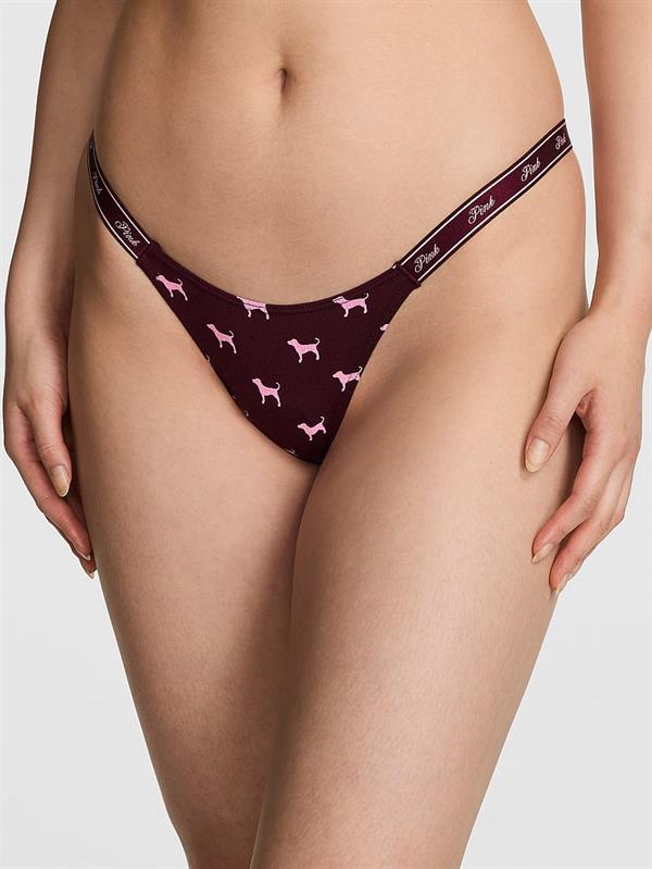 Pink Logo Detayli Pamuklu Mikro Tanga