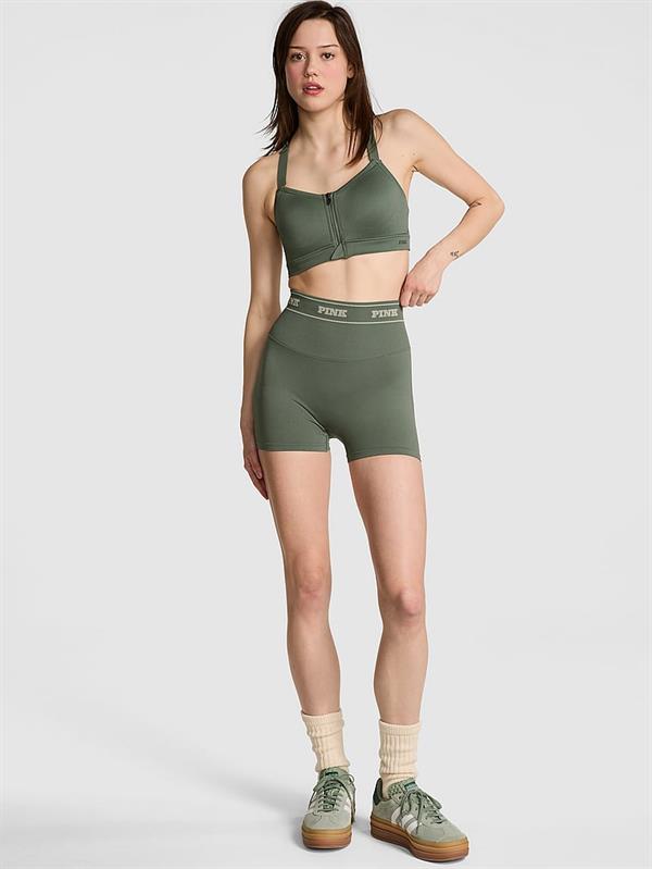 Pink Seamless Logolu Biker Tayt