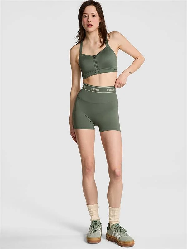 Pink Seamless Logolu Biker Tayt