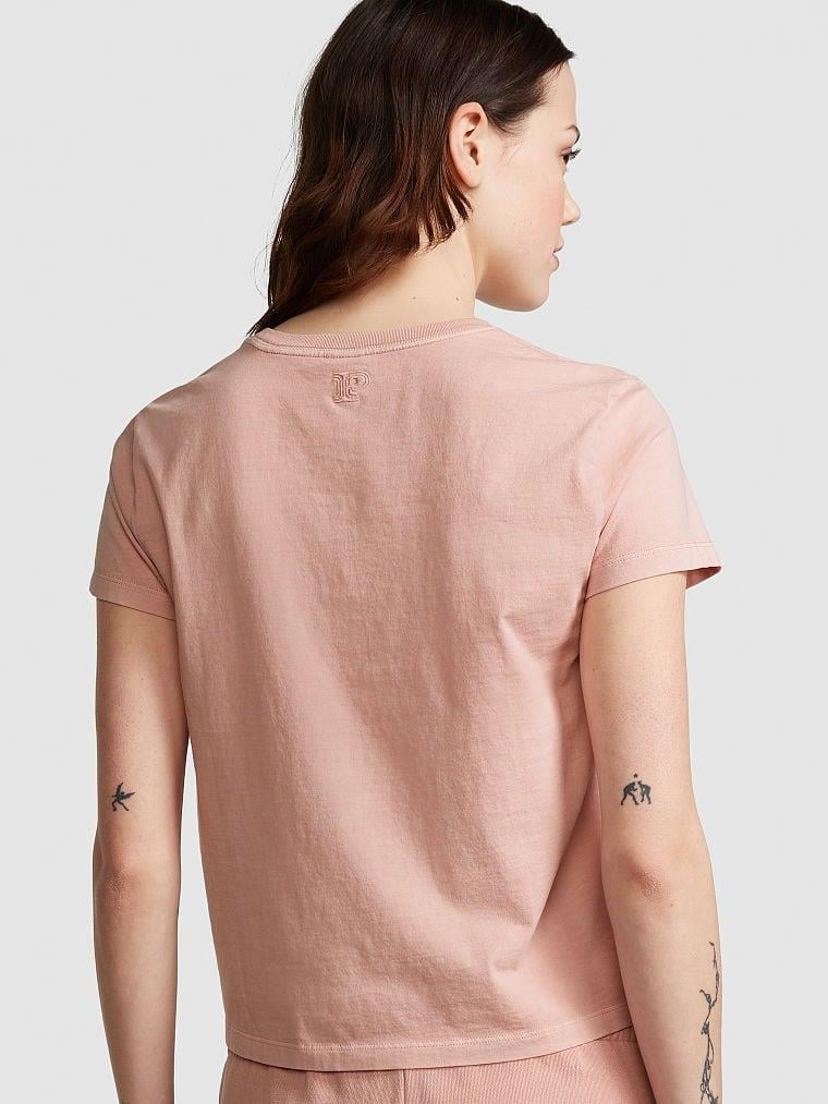 Pink Pamuklu Kısa Kollu Tisort arka görünümü
