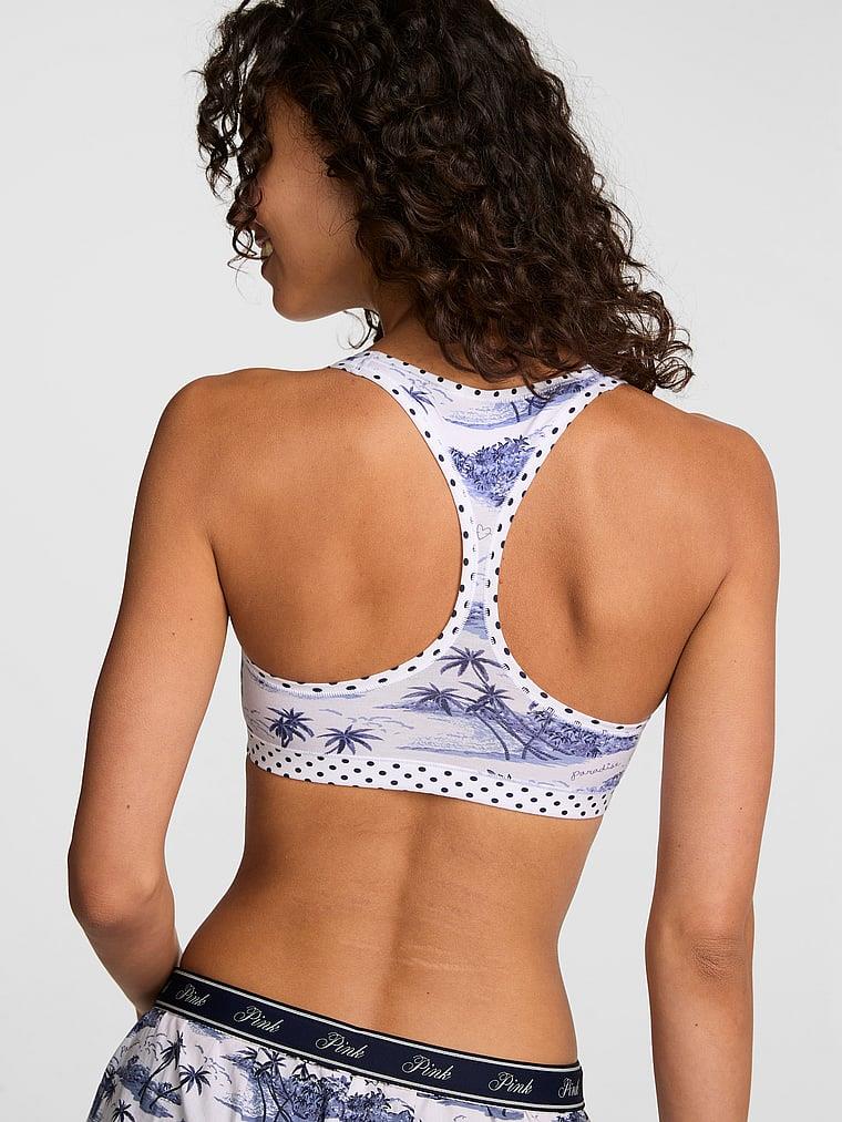 Pink Waffle Dokulu Racerback Sporcu Sütyeni arka görünümü