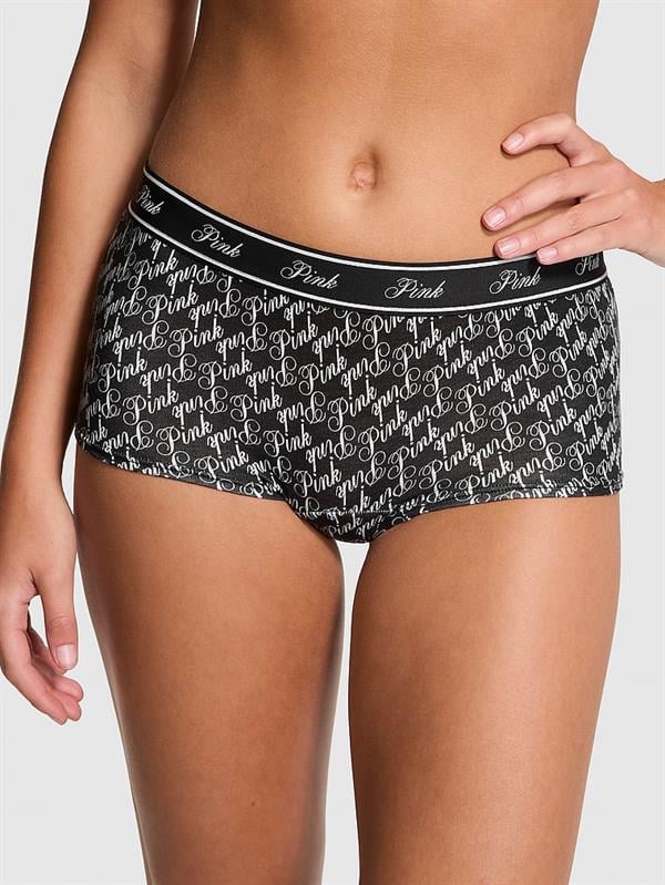Pink Logolu Pamuklu Boyshort Kulot