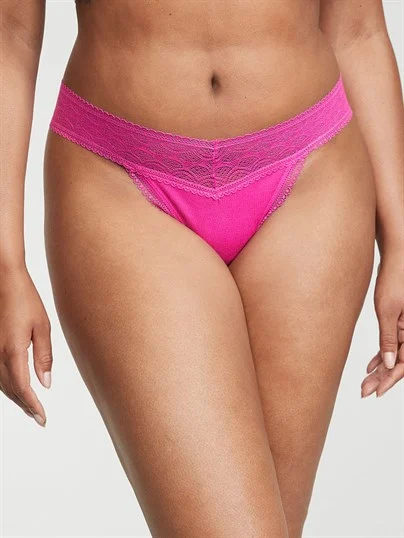 Beli Dantelli Pamuklu Tanga ön görünüm