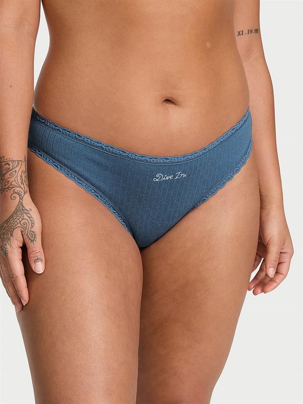 Esnek Pamuklu Pointelle Dantelli Bikini Kulot