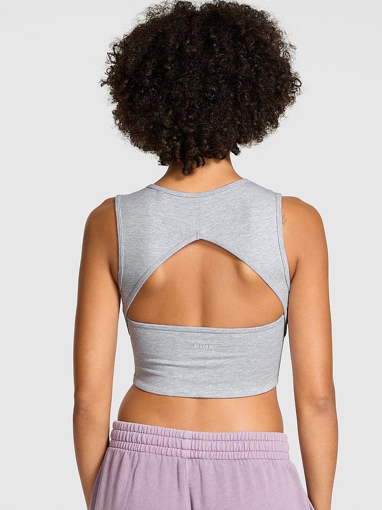 Pink All Day Pamuklu Henley Sporcu Sütyeni arka görünümü