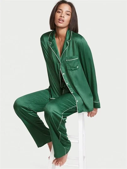 Saten Uzun Pijama Takimi
