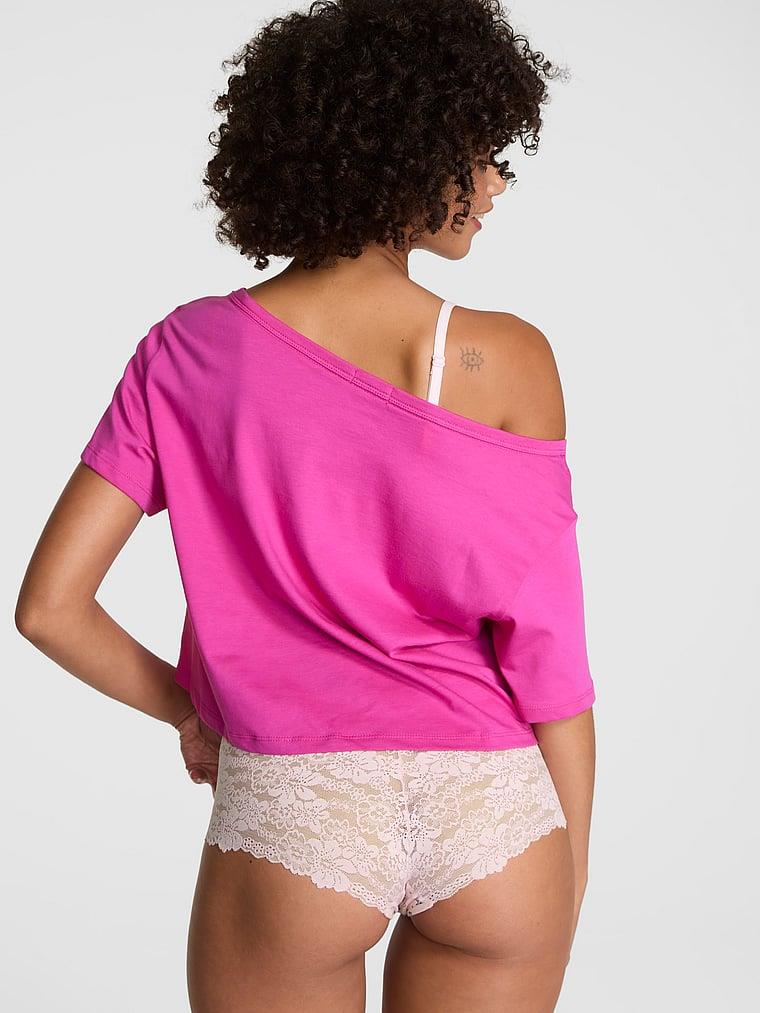Pink Bol Kesim Crop Tisort arka görünümü
