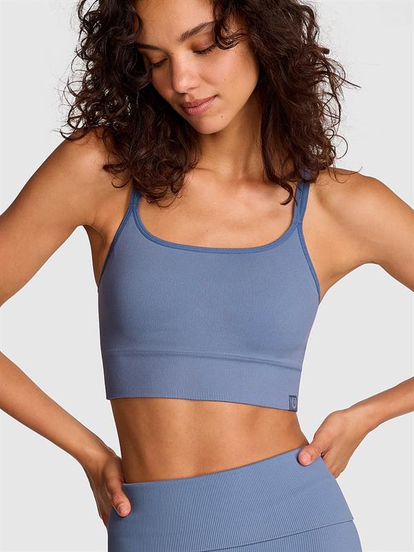 Pink Yumuşak Seamless Askili Sporcu Sütyeni ön görünüm