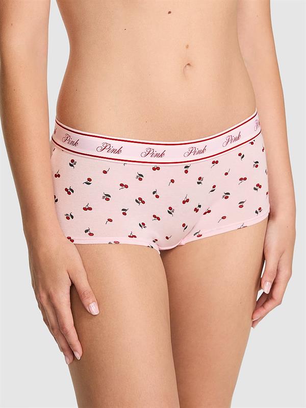 Pink Logolu Pamuklu Boyshort Kulot