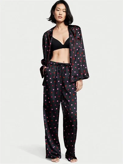 Saten Uzun Pijama Takimi ön görünüm