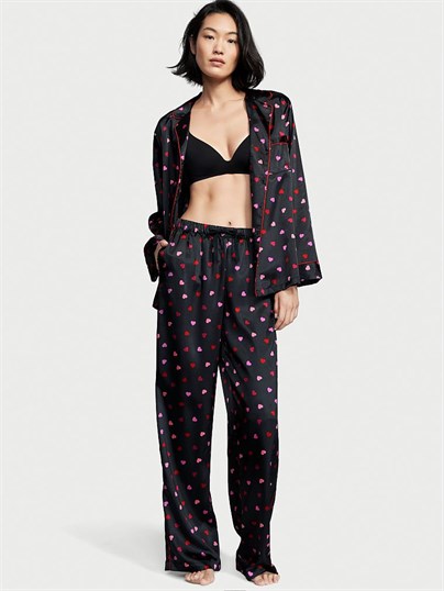 Saten Uzun Pijama Takimi