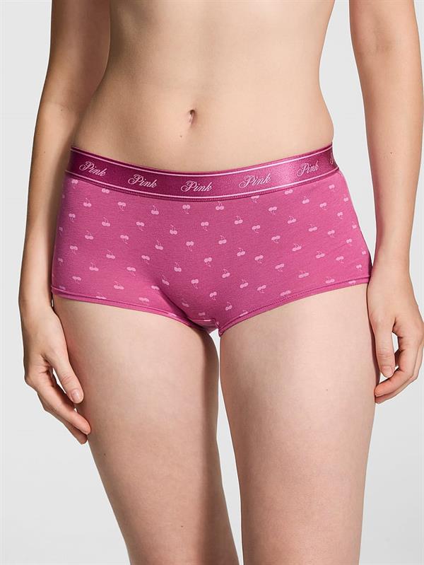 Pink Logolu Pamuklu Boyshort Kulot
