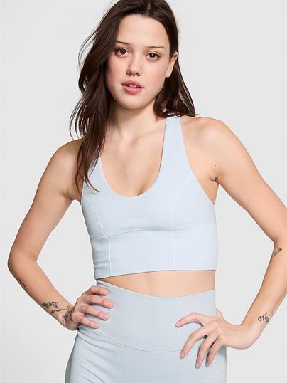 Pink Seamless Işıltılı Dekolteli Racerback Sporcu Sütyeni ön görünüm
