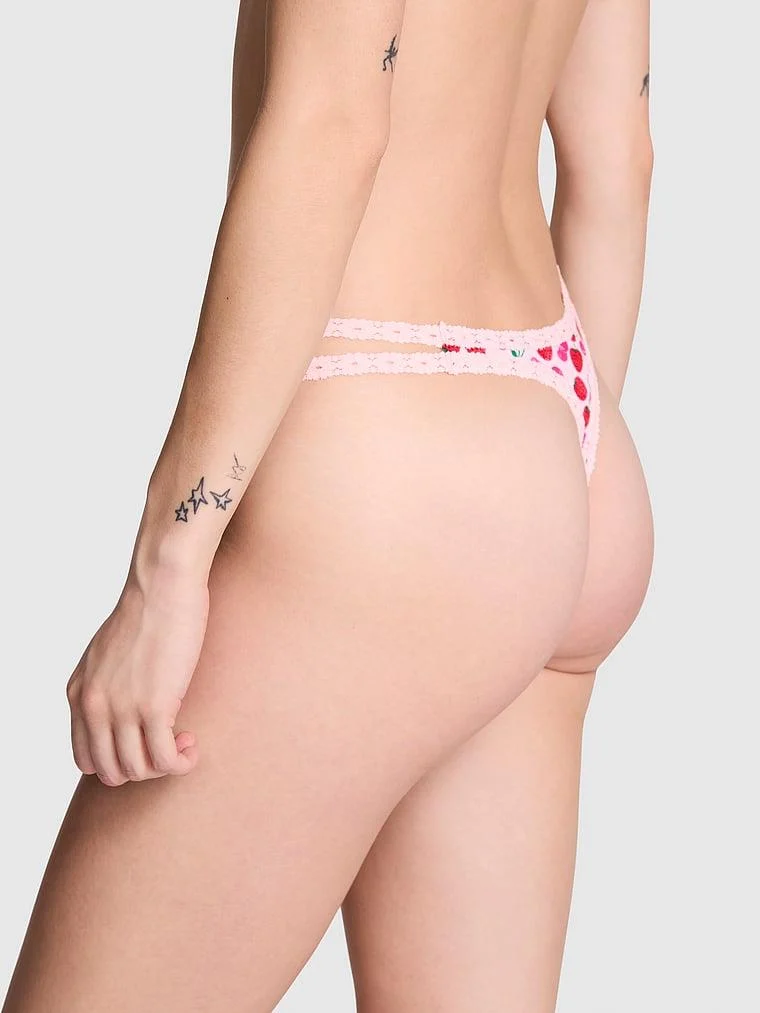 Pink Wink Dantelli Askili Tanga arka görünüm