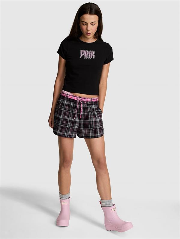 Pink Flanel Boxer Pijama Sortu