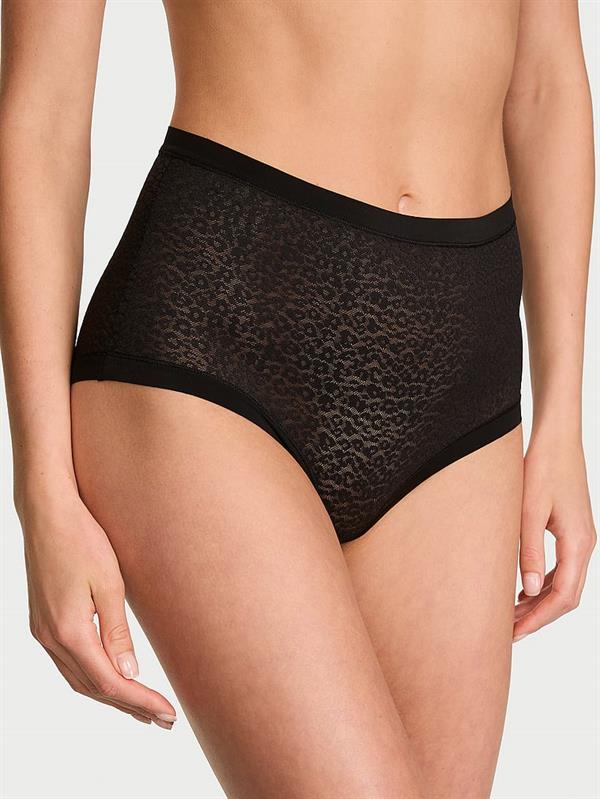 Lazer Kesim Leopar Dantelli Brief Kulot