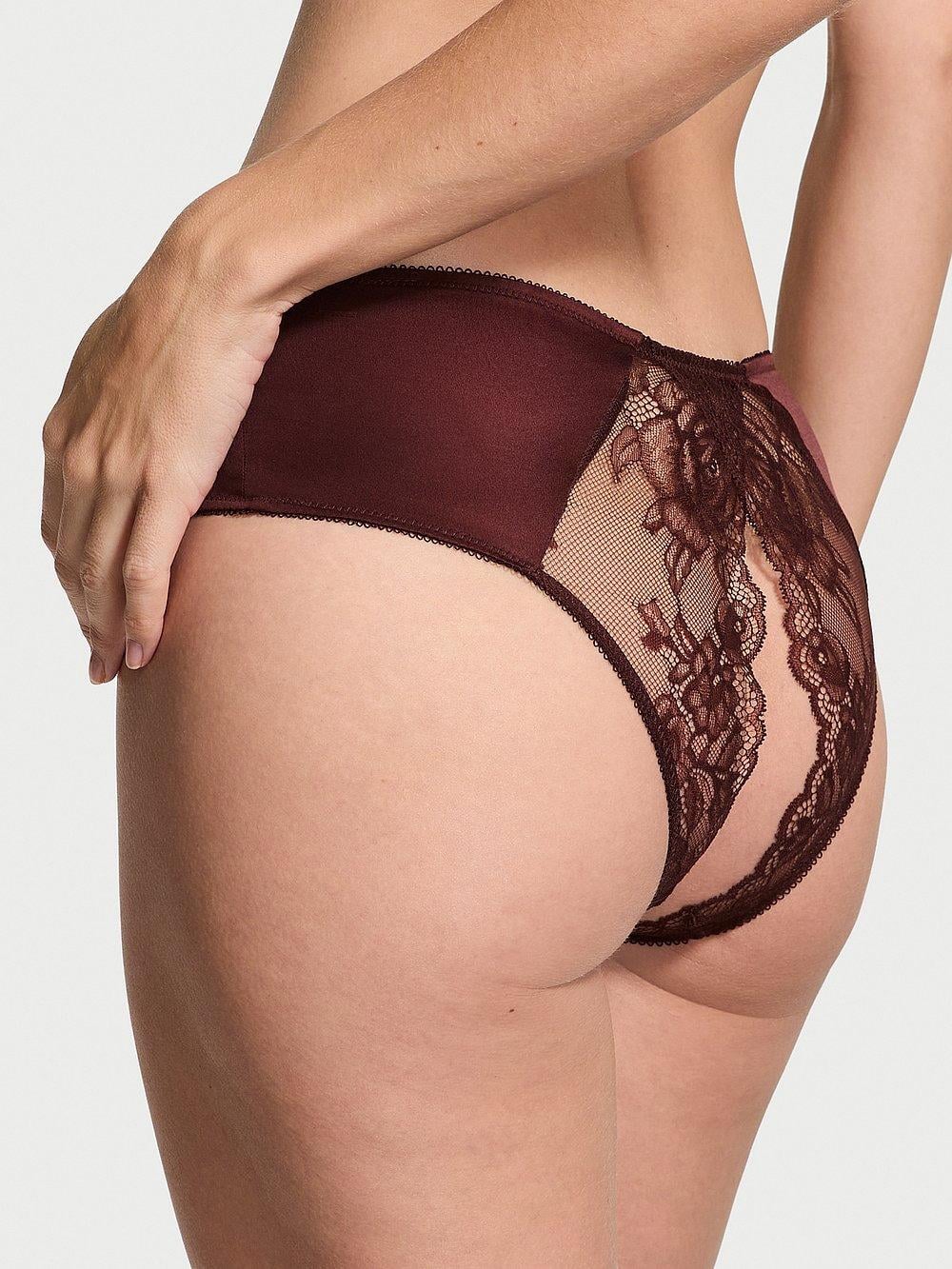 Gul Dantelli Crotchless Cheeky Kulot arka görünüm