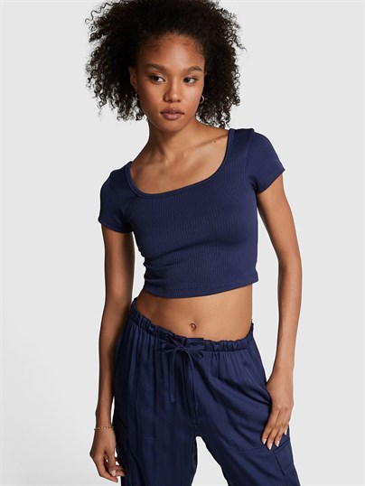 Pink Seamless Kısa Kollu Crop Ust