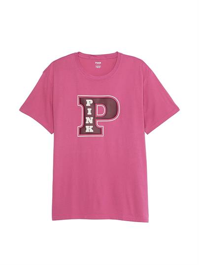 Pink Oversize Kısa Kollu Kampus Tisort