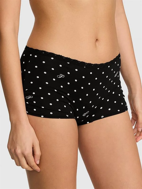 Pink Pamuklu Boyshort Kulot