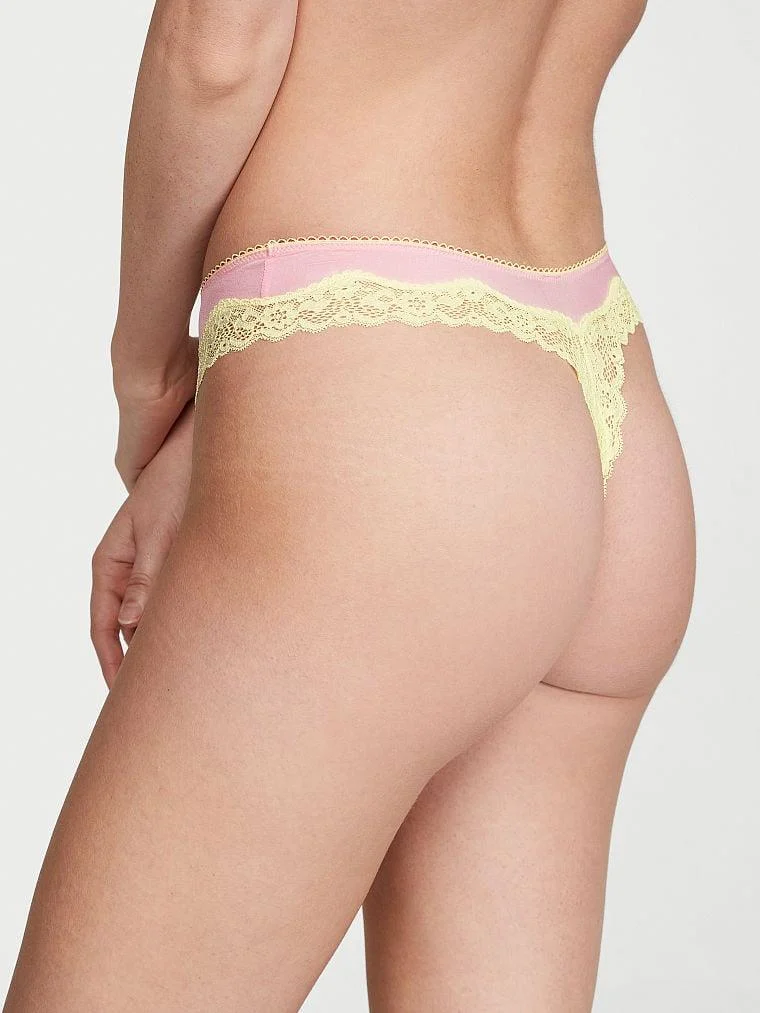 Fun Flirty Dantelli Derin Bacak Kesimli Scoop Tanga arka görünüm