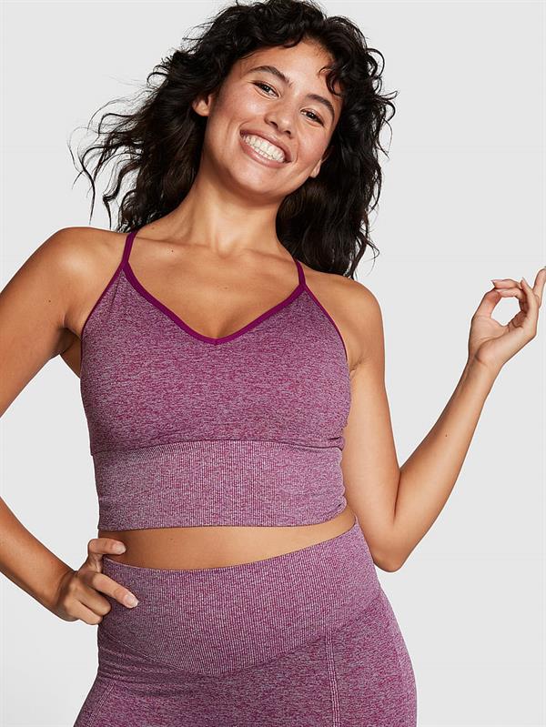 Pink Seamless Longline Sporcu Sütyeni ön görünüm