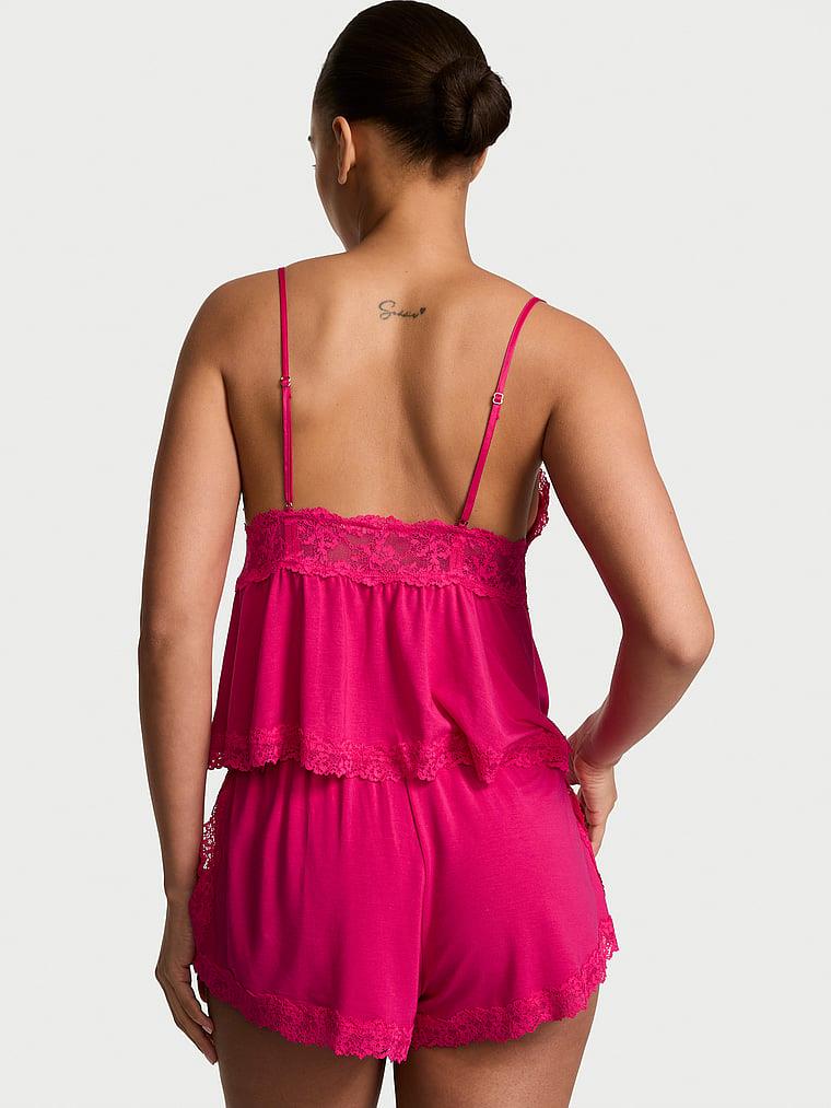Sosoft Modal Dantelli Askili Bluz Ve Sort Takimi arka görünümü