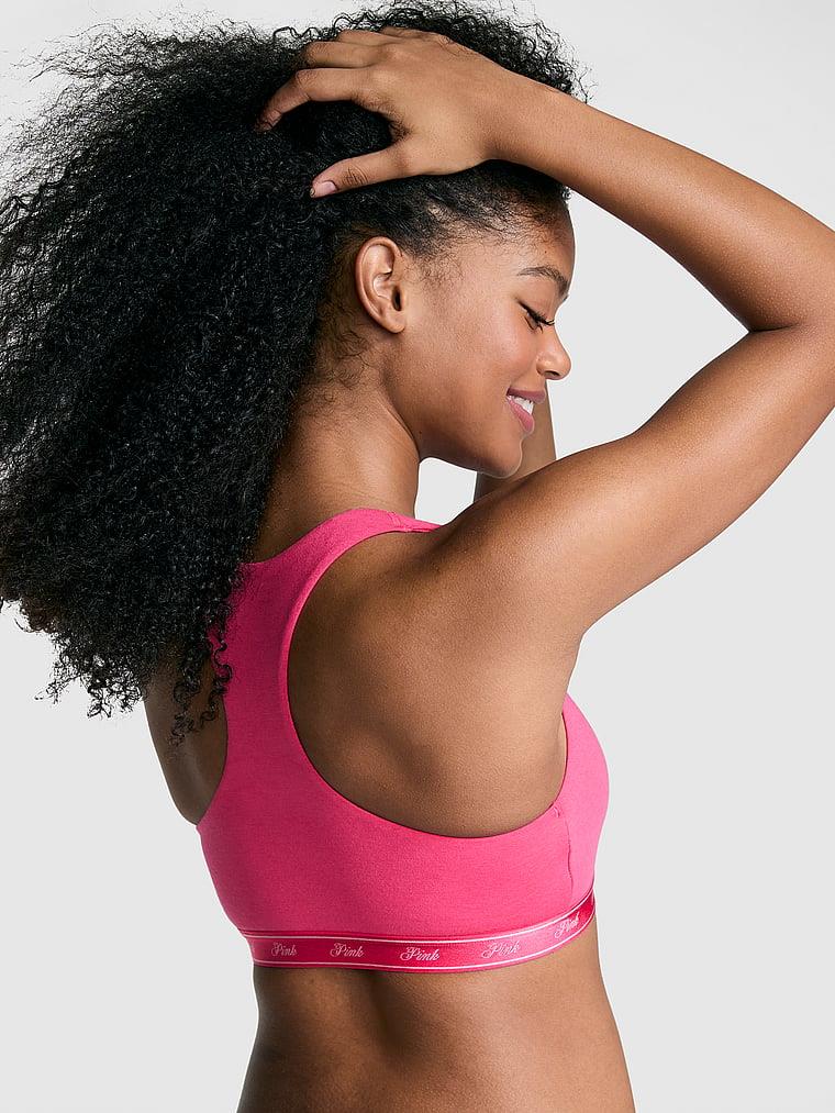 Pink Pamuklu Racerback Logolu Bralet arka görünüm