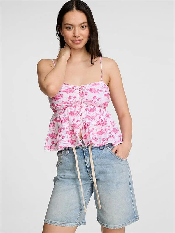 Pink Katmanli Askili Bluz ön görünüm