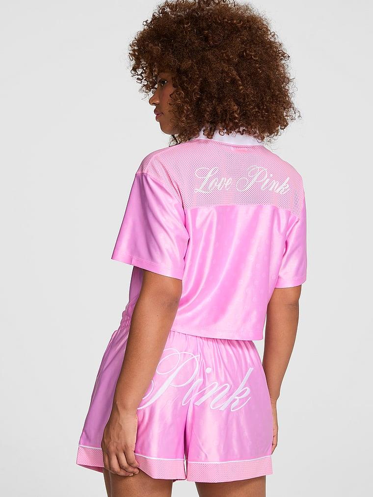 Pink Saten Bol Kesim Crop arka görünümü