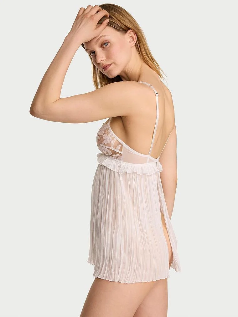 Frou Frou Islemeli Pileli Babydoll Takimi arka görünüm