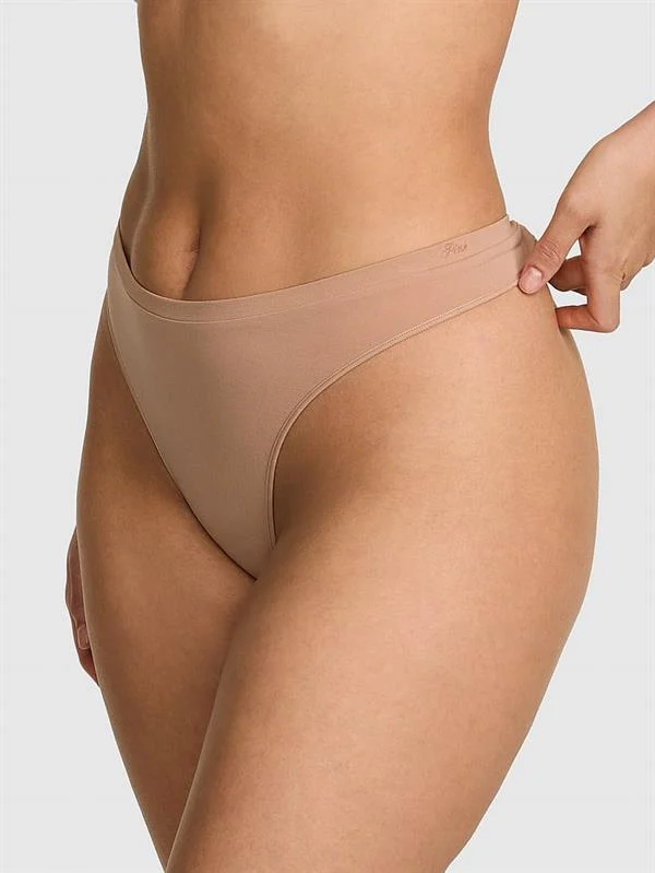 Pink Seamless Derin Bacak Kesim Tanga ön görünüm