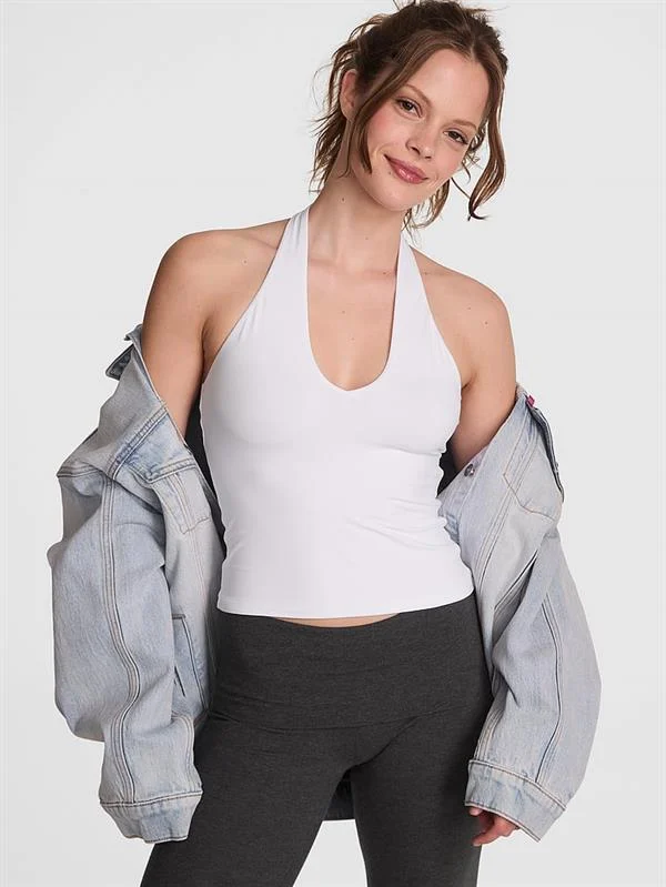 Pink Base Esnek Halter Askili Atlet