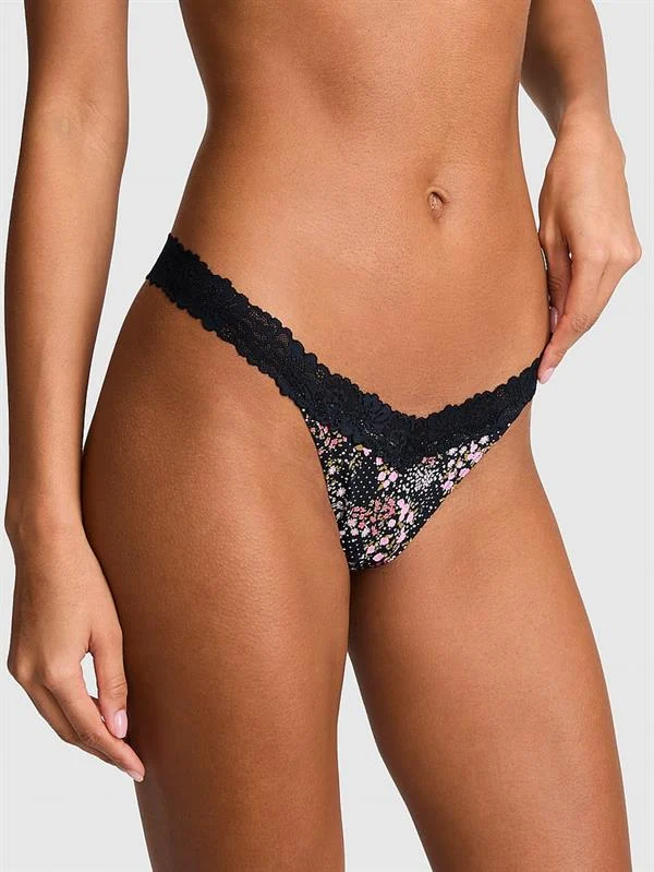 Pink Dantel Detayli Pamuklu Tanga ön görünüm