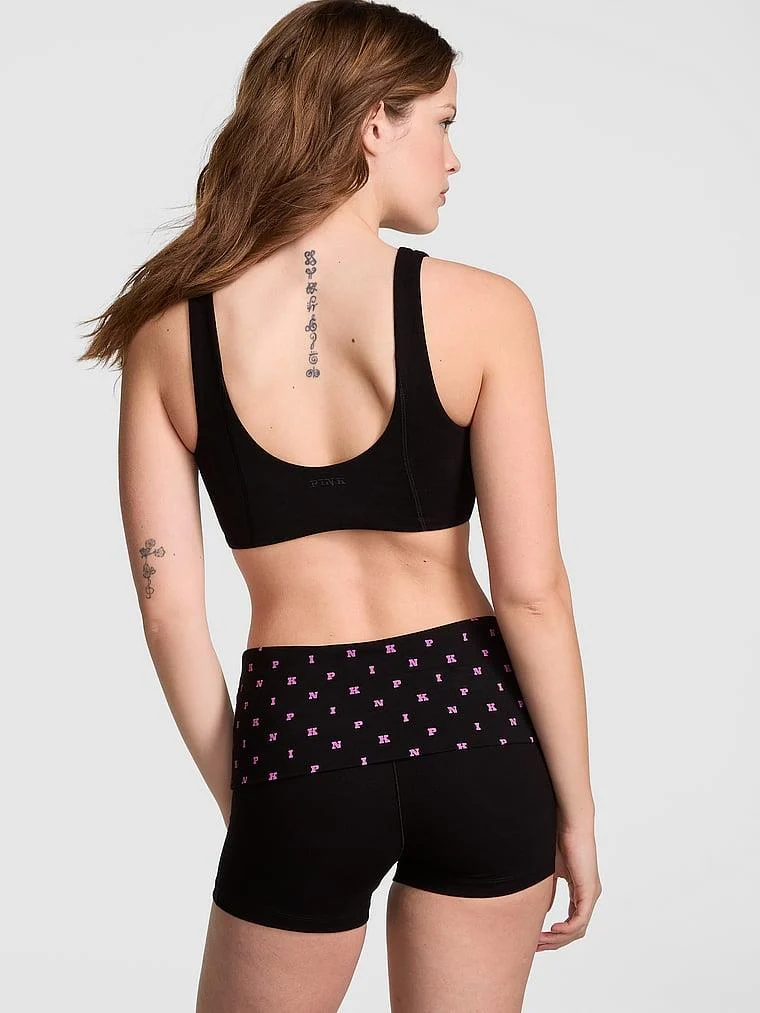 Pink All Day Pamuklu Beli Katlanabilen Biker Sort arka görünüm