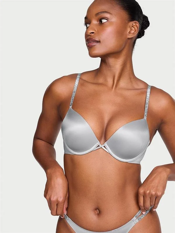 Bombshell 2 Beden Buyuk Gosteren Işıltılı Gradyan Askili Push Up Sütyen ön görünüm
