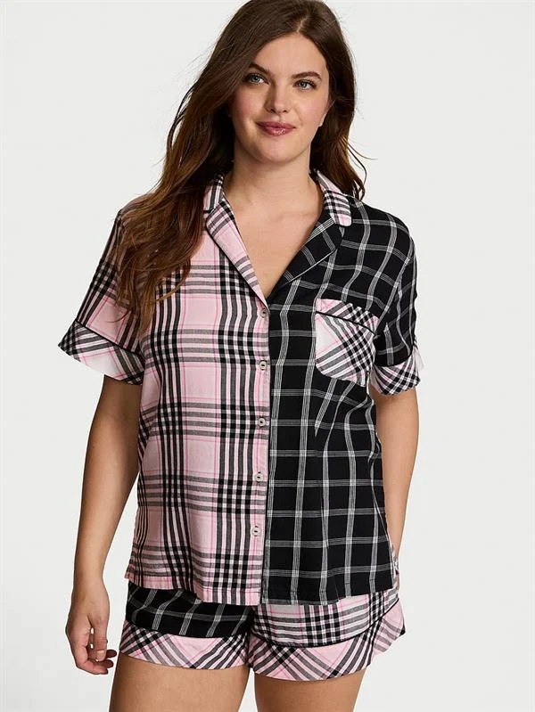 Flannel Sortlu Pijama Takimi ön görünüm
