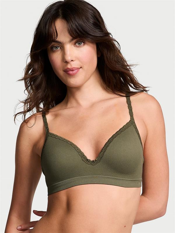 Pink Seamless Ribanali Balensiz Push Up Sütyen