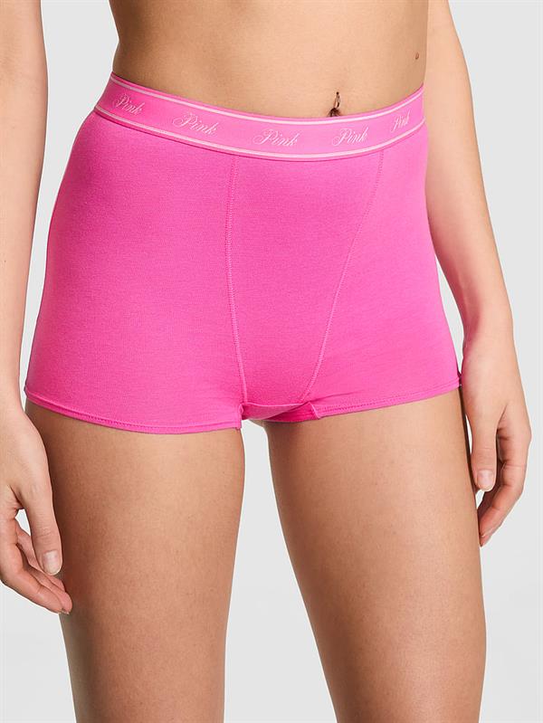 Pink Mikro Logolu Yüksek Bel Boyshort Kulot ön görünüm
