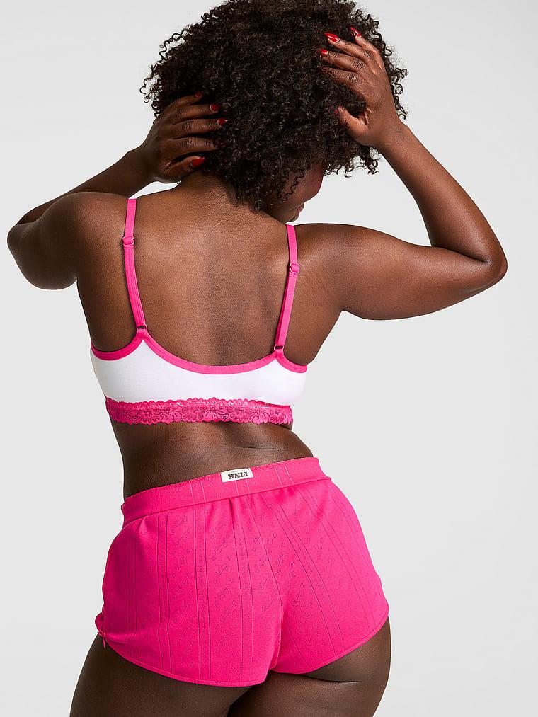 Pink Pointelle Fiyonklu Boxer Sort arka görünümü