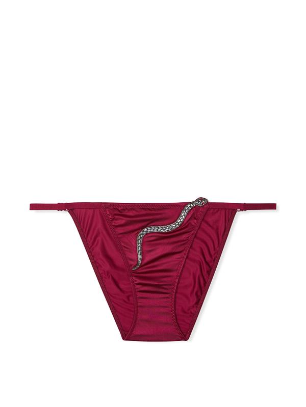 Işıltılı Yilan Islemeli Ayarlanabilir String Bikini Kulot