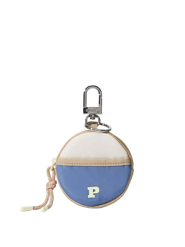 Pink Nylon Zip Pouch Keychain Charm ön görünüm