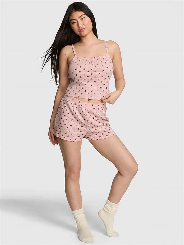 Pink Pointelle Boxer Sort ön görünüm