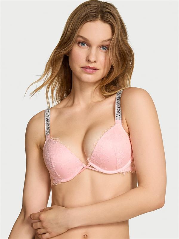 Işıltılı Askili Dantelli Push Up Sütyen ön görünüm