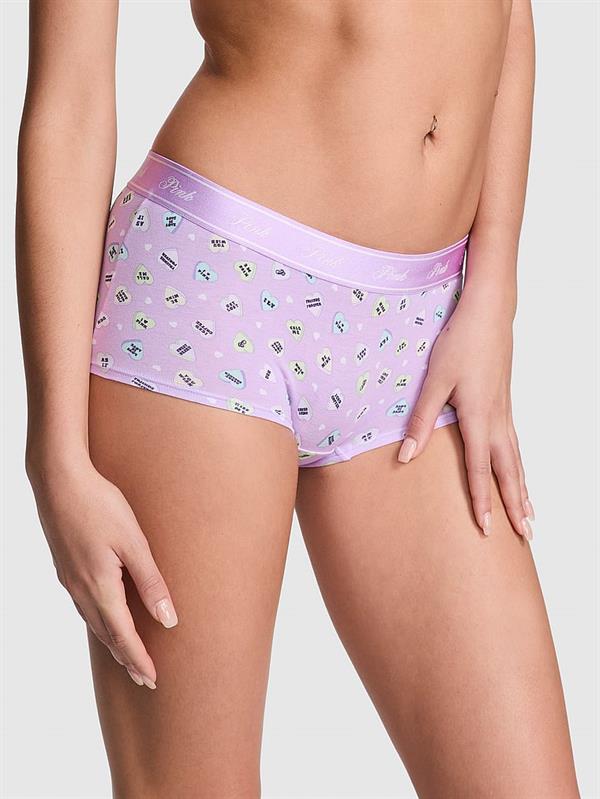 Pink Logolu Pamuklu Boyshort Kulot