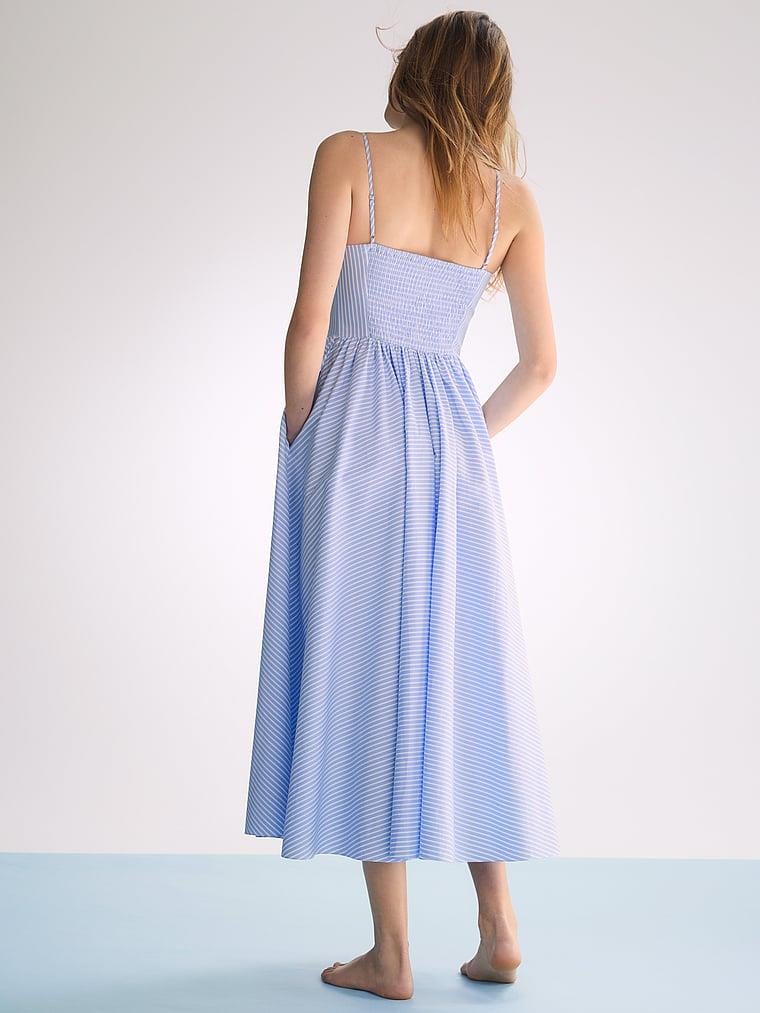 Atelier Victorias Secret X Altuzarra Cizgili Poplin Uzun Elbise arka görünüm