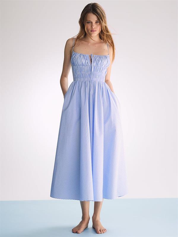 Atelier Victorias Secret X Altuzarra Cizgili Poplin Uzun Elbise
